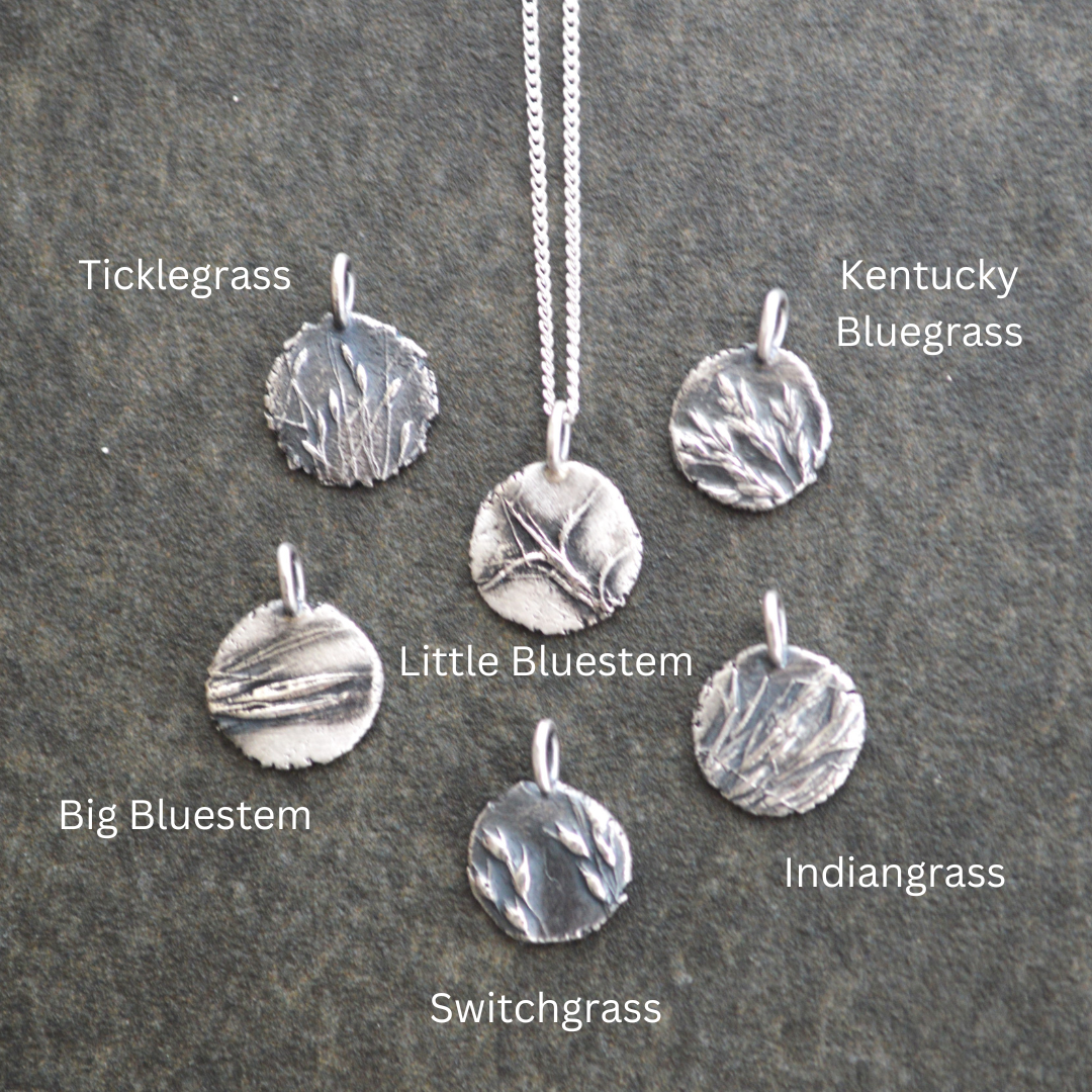 Prairie Grass Pendant Necklaces in Silver