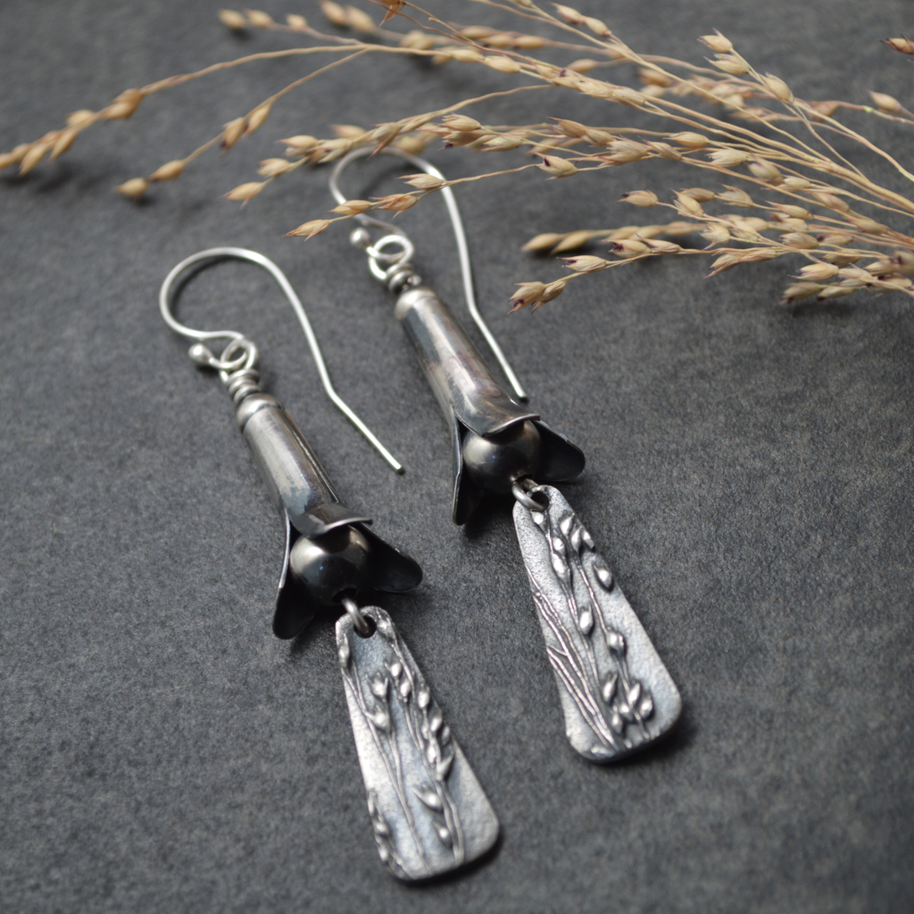 Squash Blossom Earrings with Prairie Switchgrass