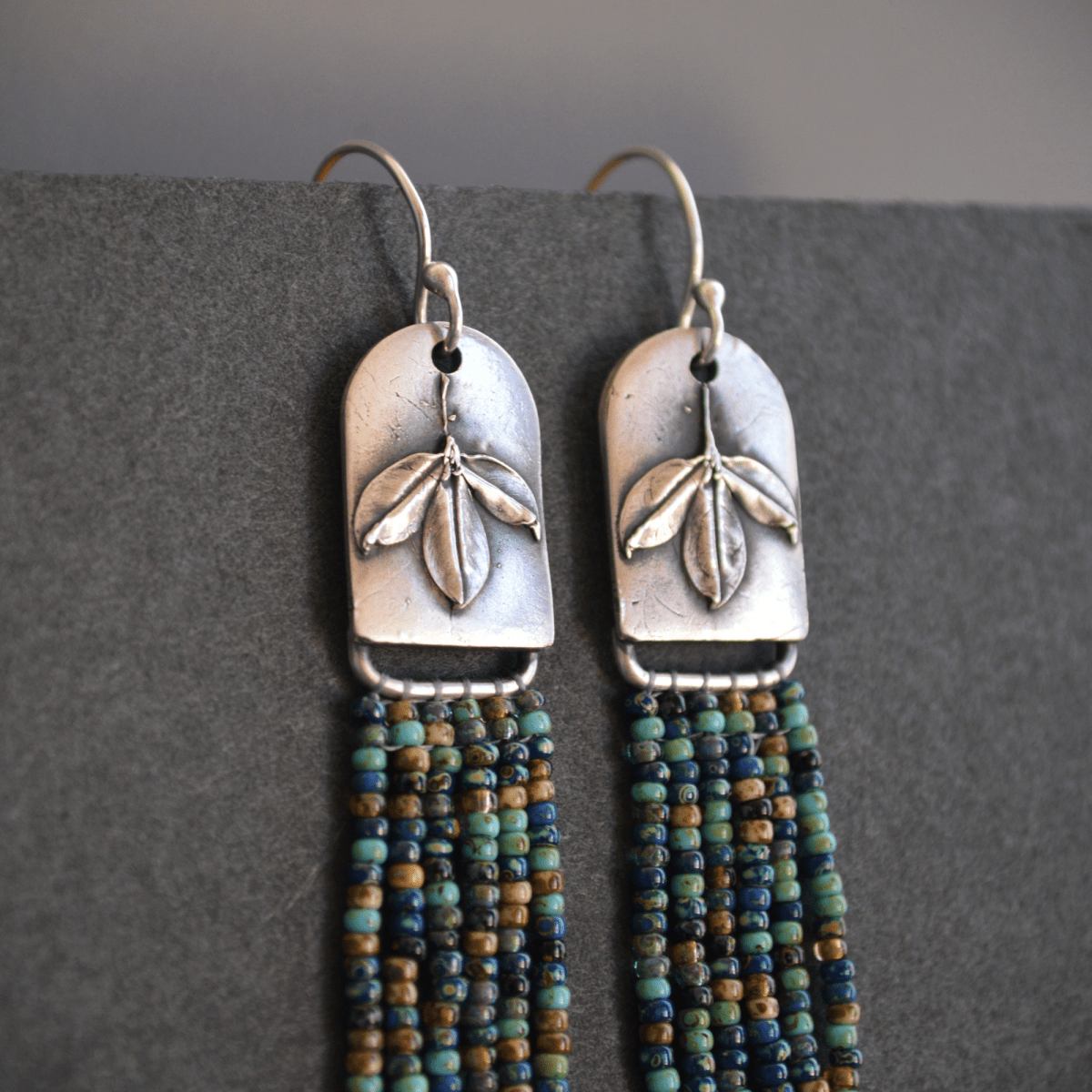 Beaded Fringe Earrings, Blue Wild Indigo - Gayle Dowell