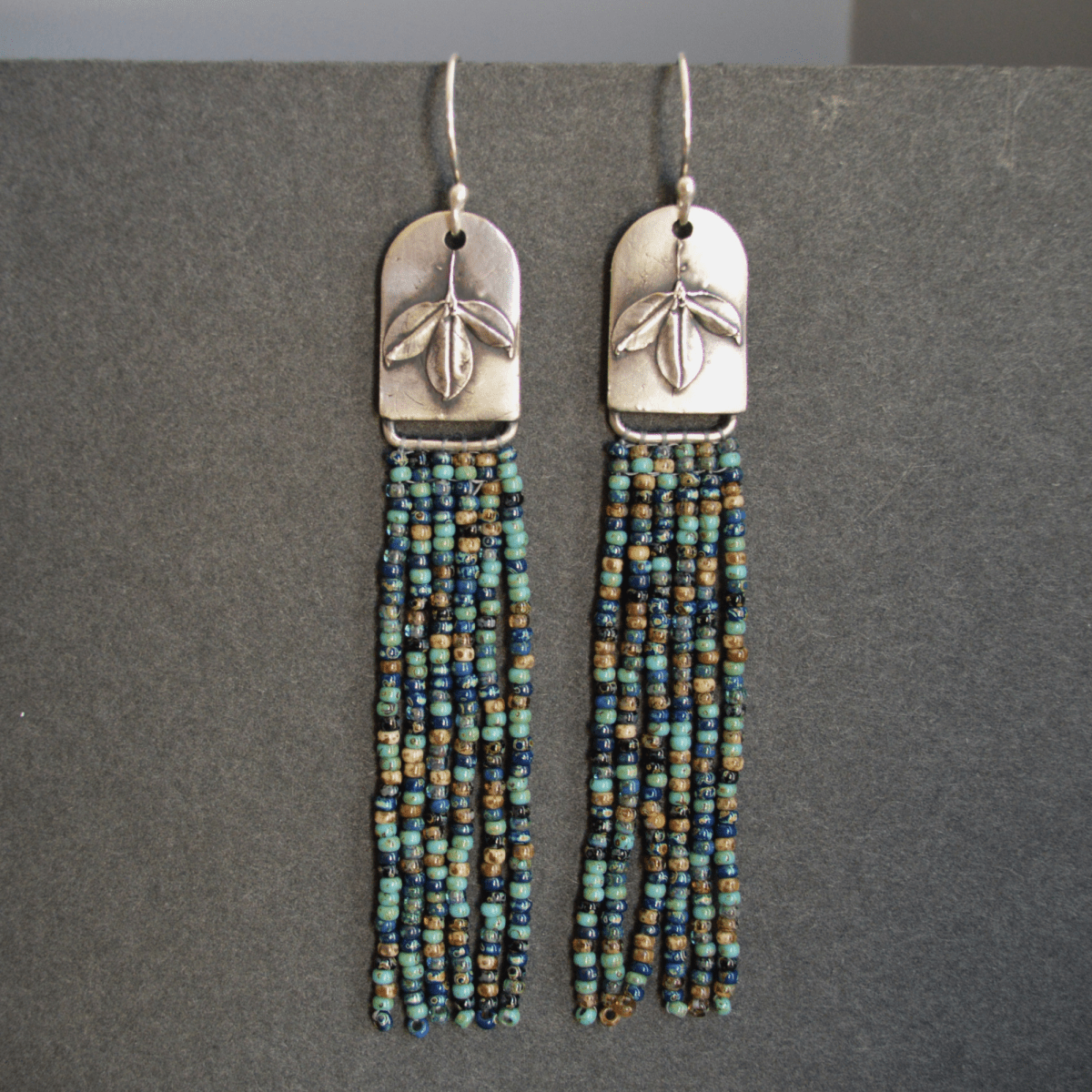 Beaded Fringe Earrings, Blue Wild Indigo - Gayle Dowell