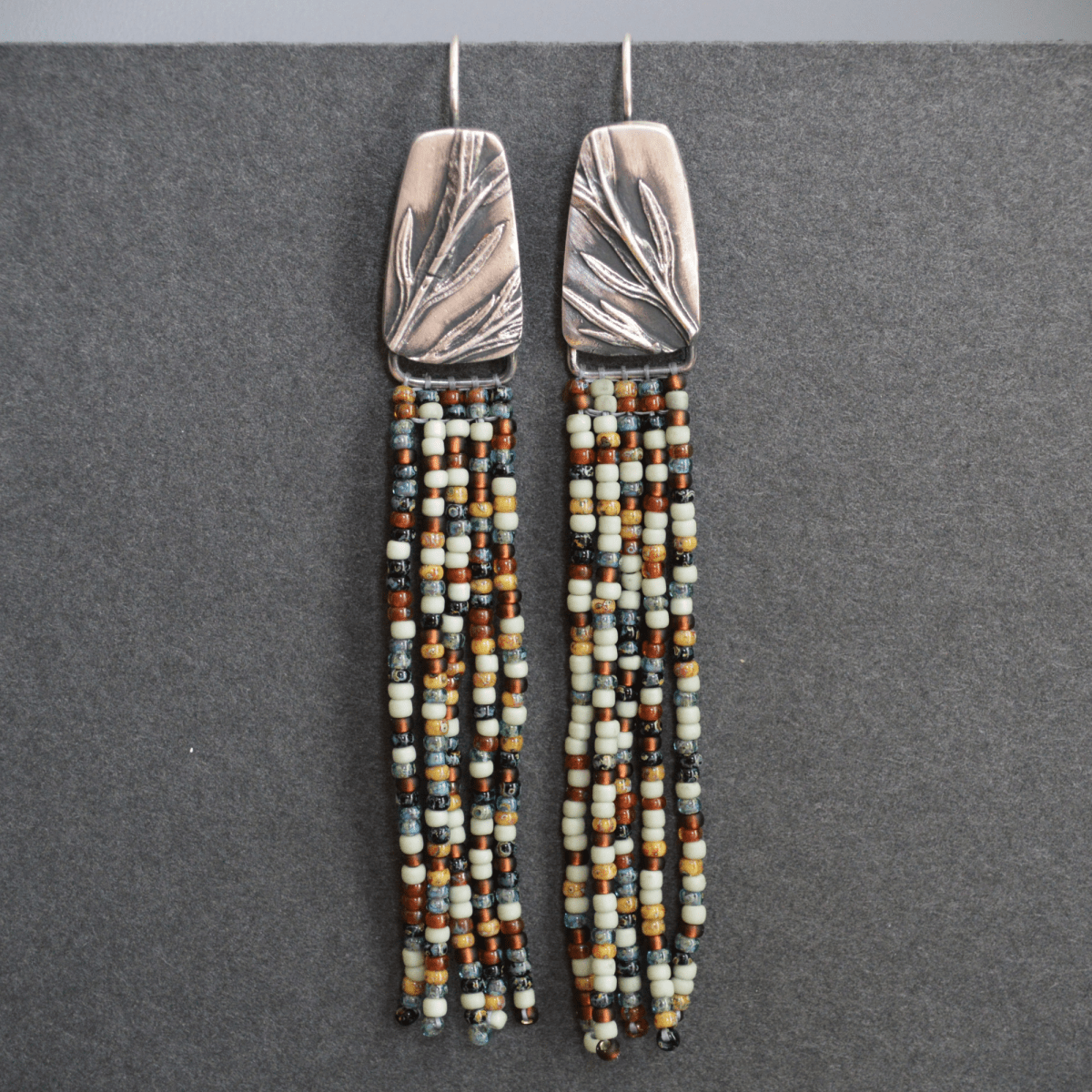 Beaded Fringe Earrings, Prairie Sage - Gayle Dowell