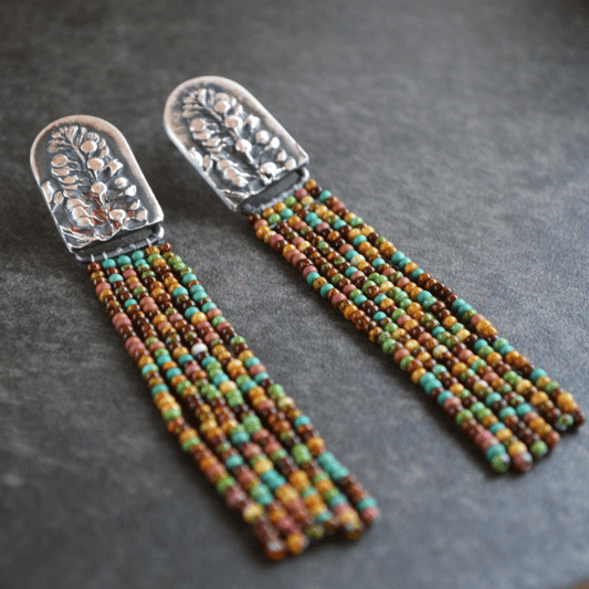 Beaded Stud Earrings, Prairie Peppergrass - Gayle Dowell