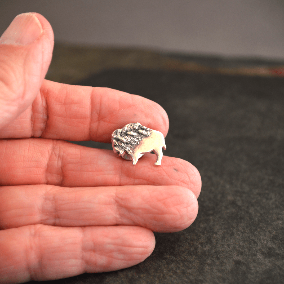 Bison Tie Tack, Hat Pins, or Lapel Pin with Goldenrod - Gayle Dowell