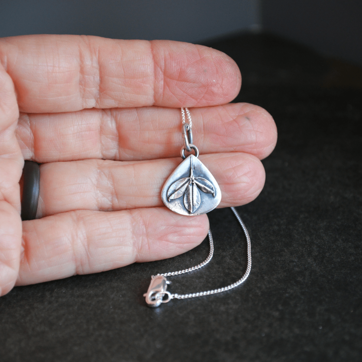 Blue Wild Indigo Leaf Necklace - Gayle Dowell