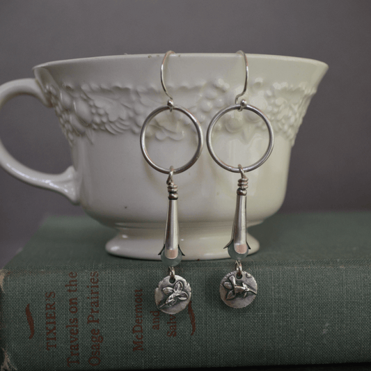 Bluets and Aquamarine Squash Blossom Earrings - Gayle Dowell