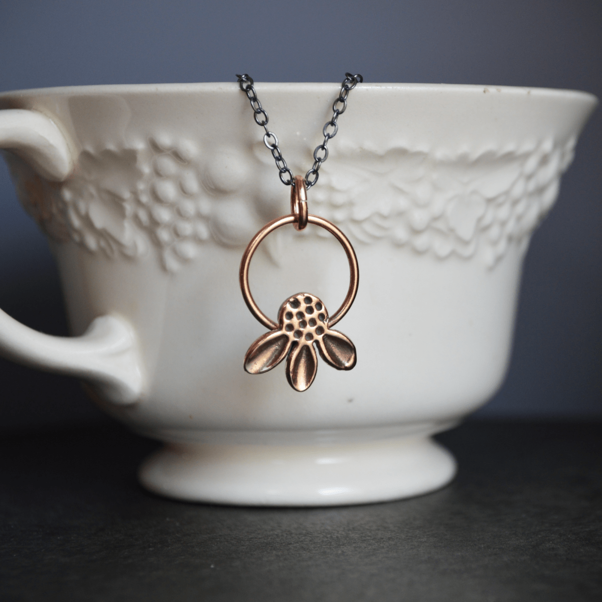 Bronze Coneflower Hoop Necklace - Gayle Dowell