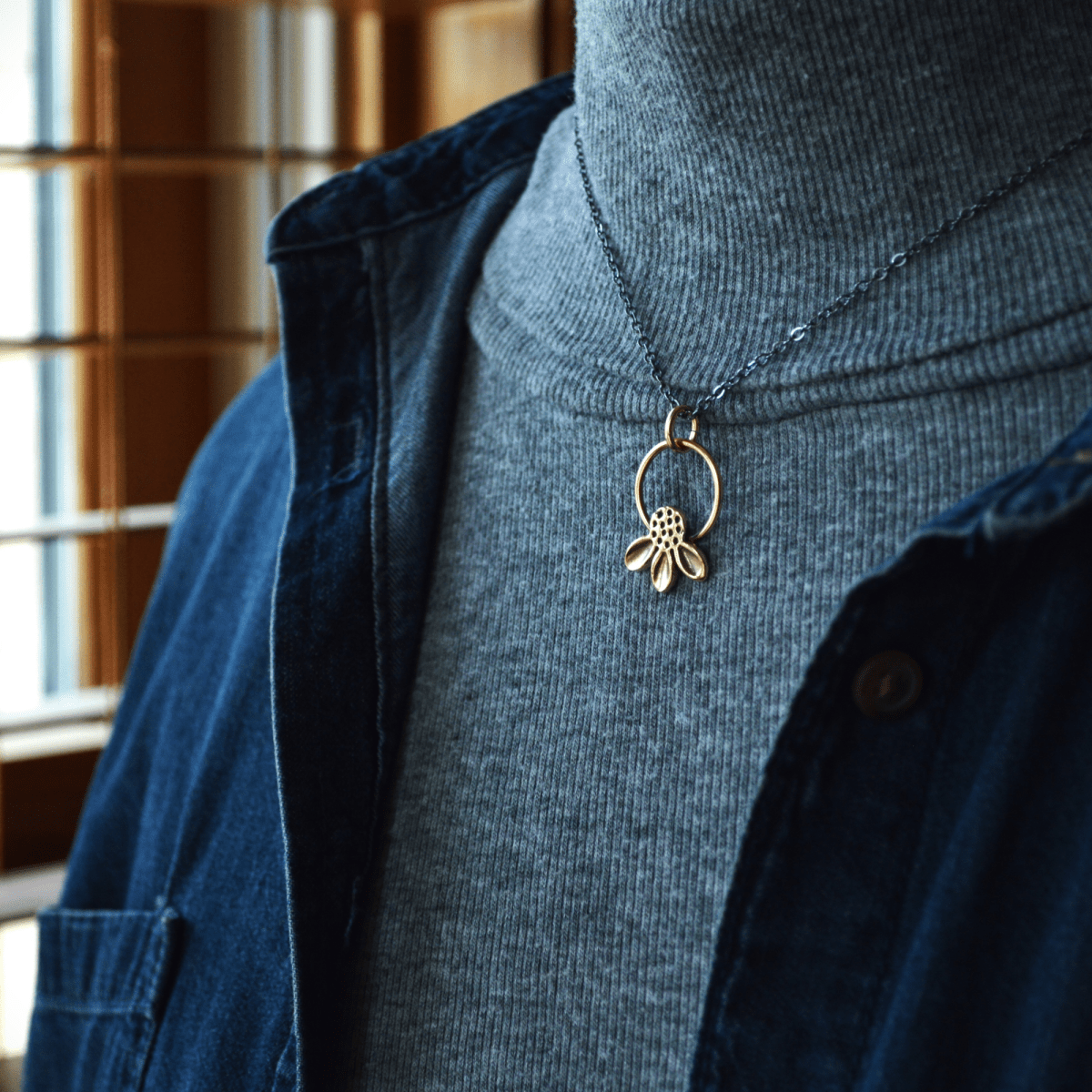 Bronze Coneflower Hoop Necklace - Gayle Dowell