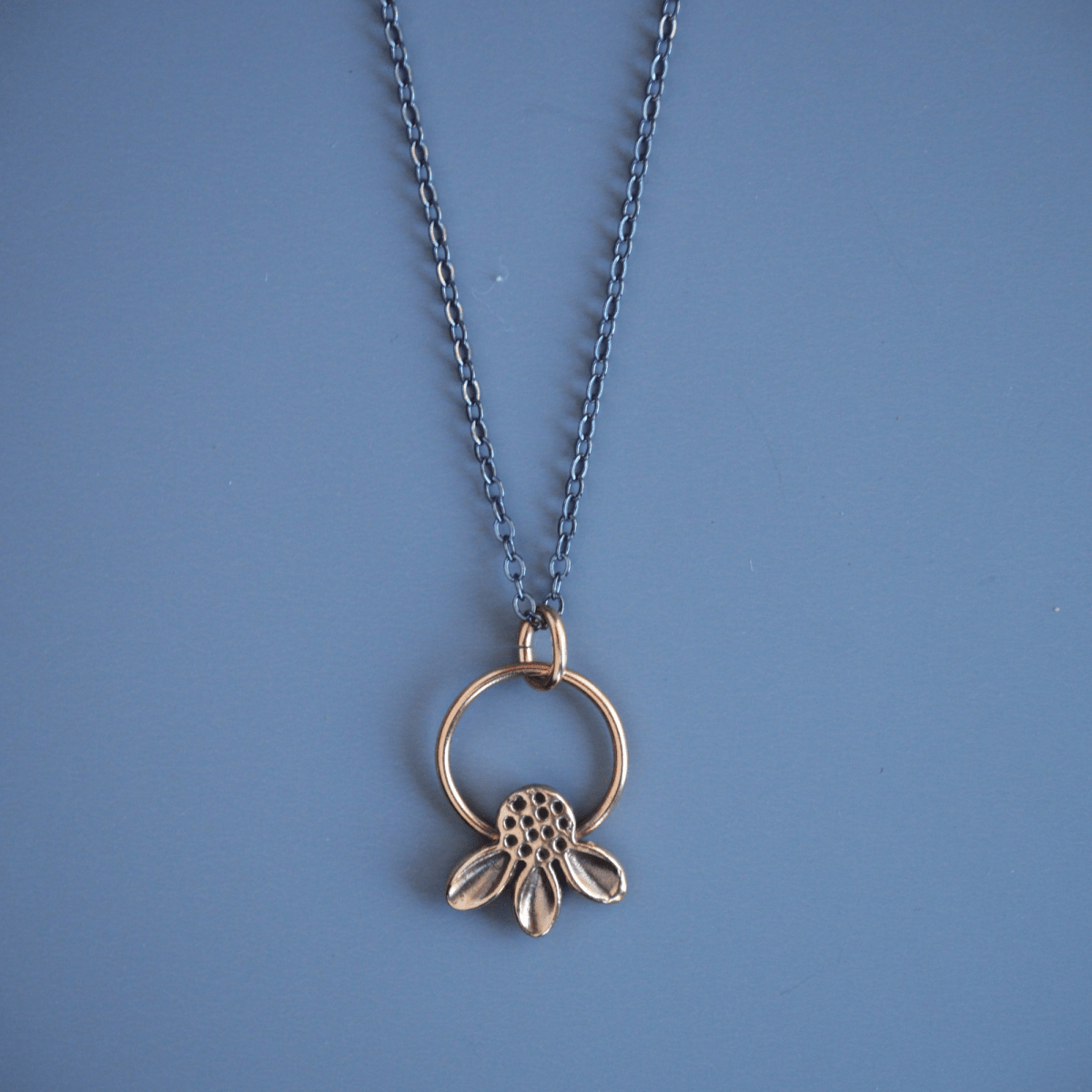 Bronze Coneflower Hoop Necklace - Gayle Dowell