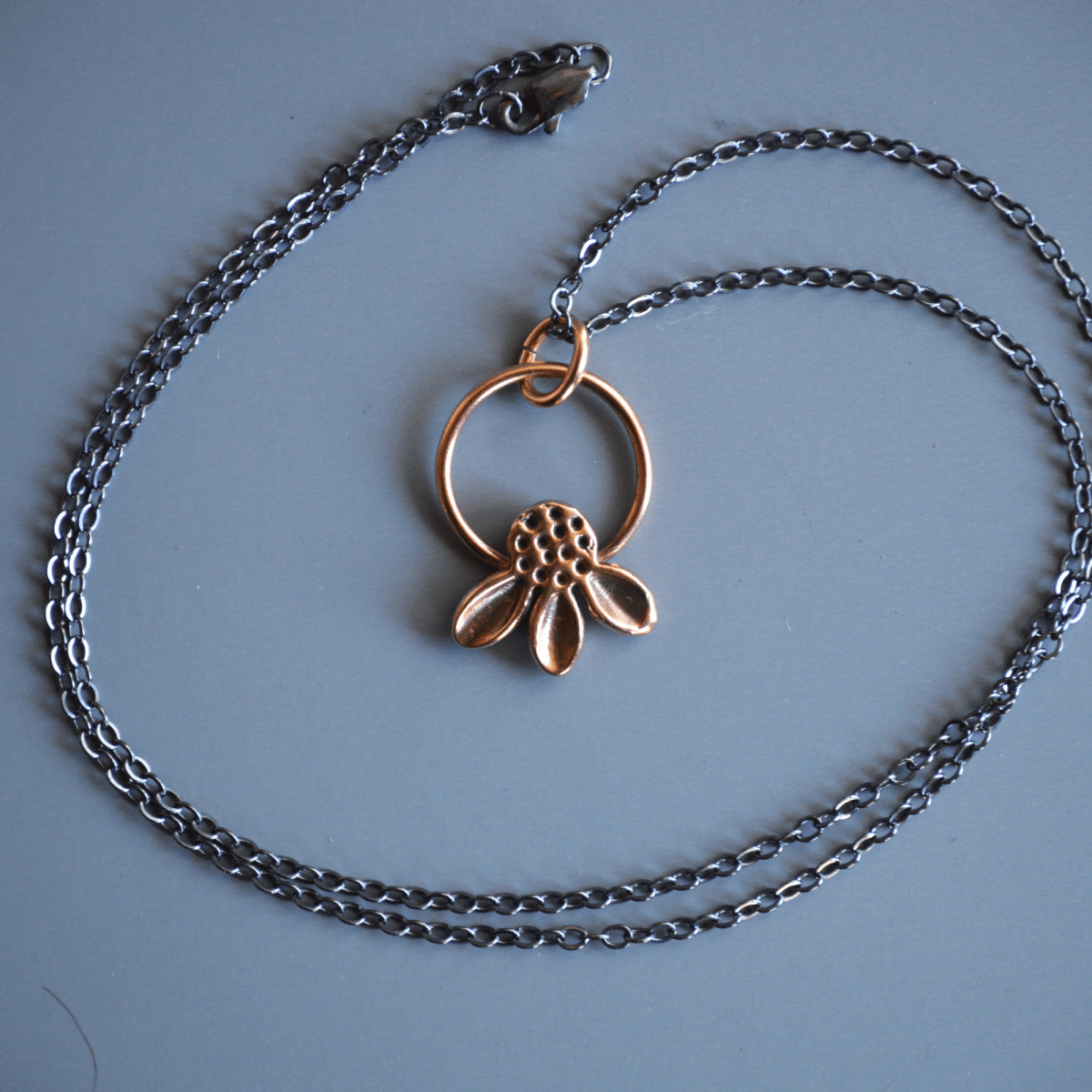 Bronze Coneflower Hoop Necklace - Gayle Dowell