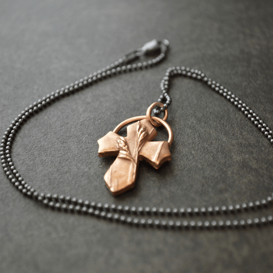Bronze Cross Necklace, Buffalograss - Gayle Dowell