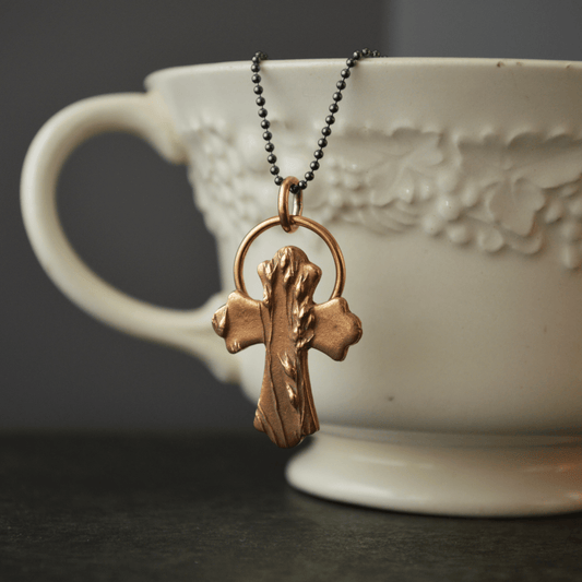 Bronze Cross Necklace, Prairie Switchgrass - Gayle Dowell