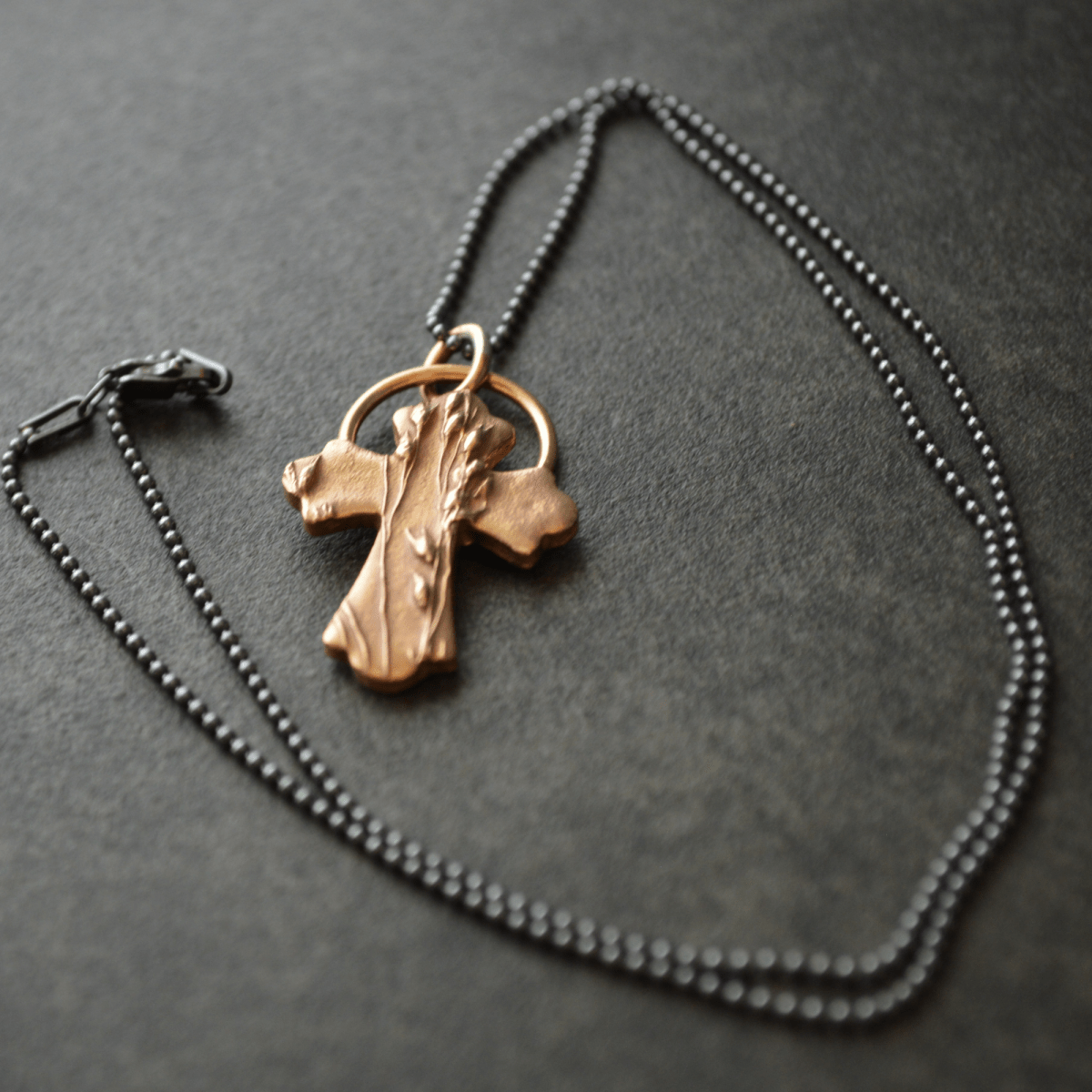 Bronze Cross Necklace, Prairie Switchgrass - Gayle Dowell