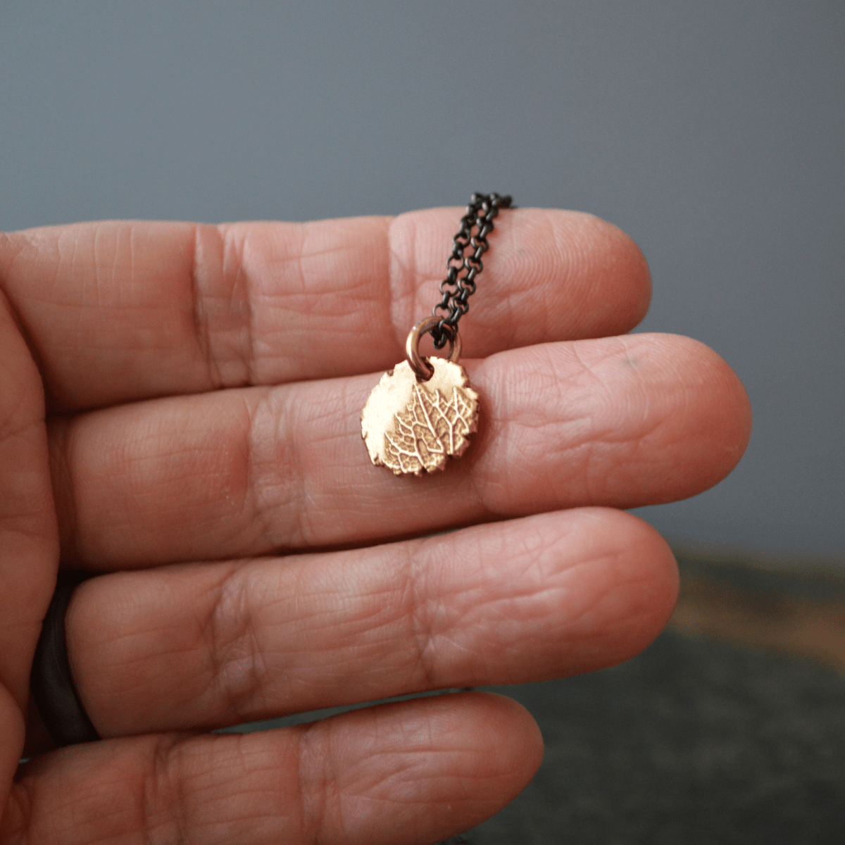 Bronze Vervain Leaf Pendant Necklace - Gayle Dowell