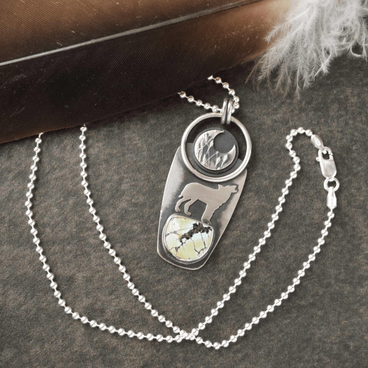 Coyote Moon Necklace with Treasure Mountain Turquoise - Gayle Dowell