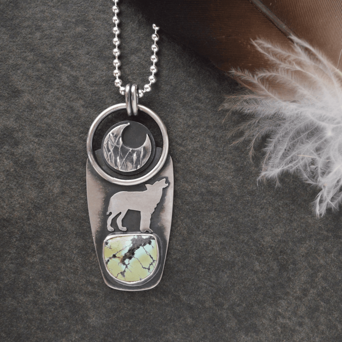 Coyote Moon Necklace with Treasure Mountain Turquoise - Gayle Dowell