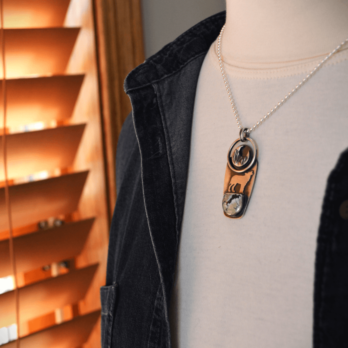 Coyote Moon Necklace with Treasure Mountain Turquoise - Gayle Dowell