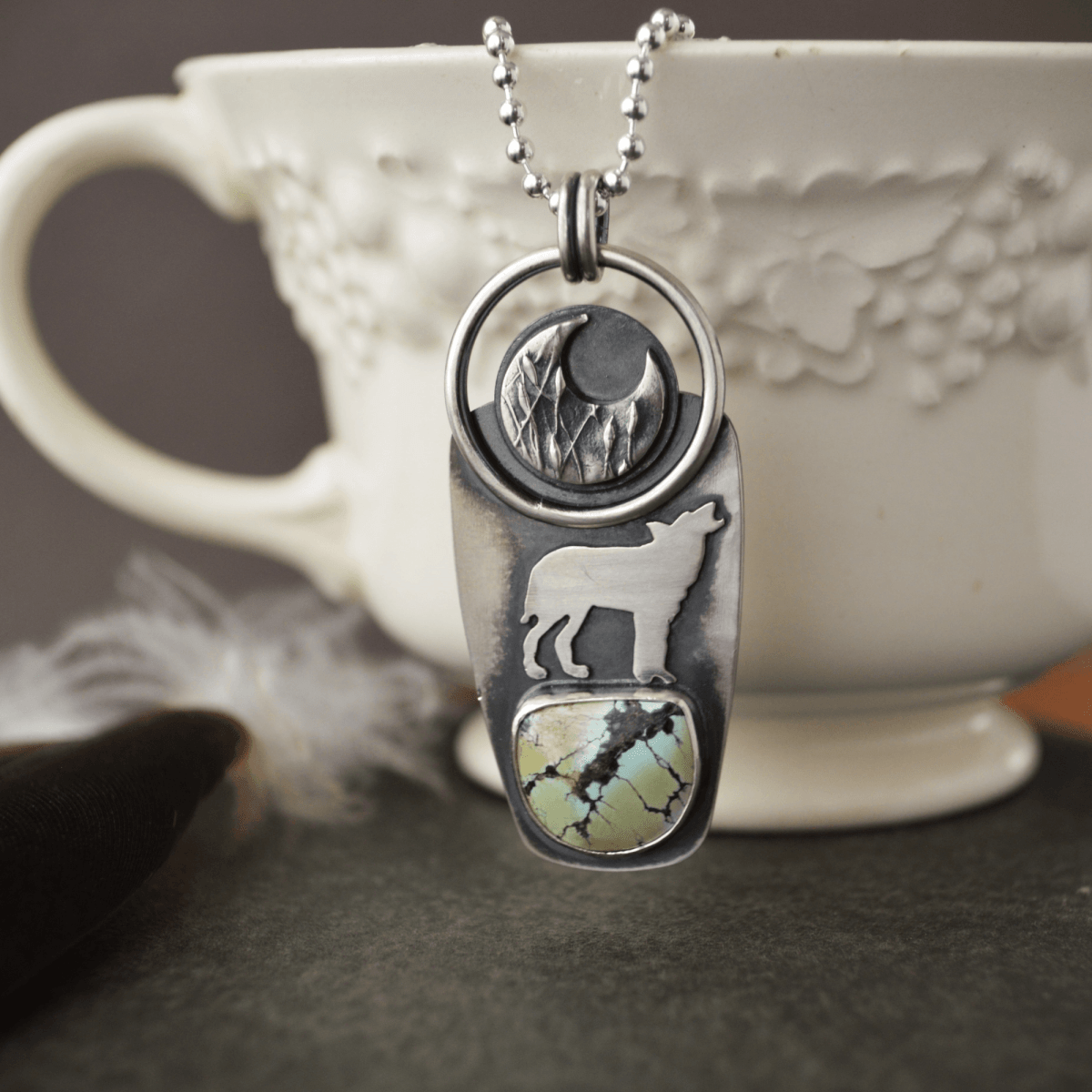 Coyote Moon Necklace with Treasure Mountain Turquoise - Gayle Dowell
