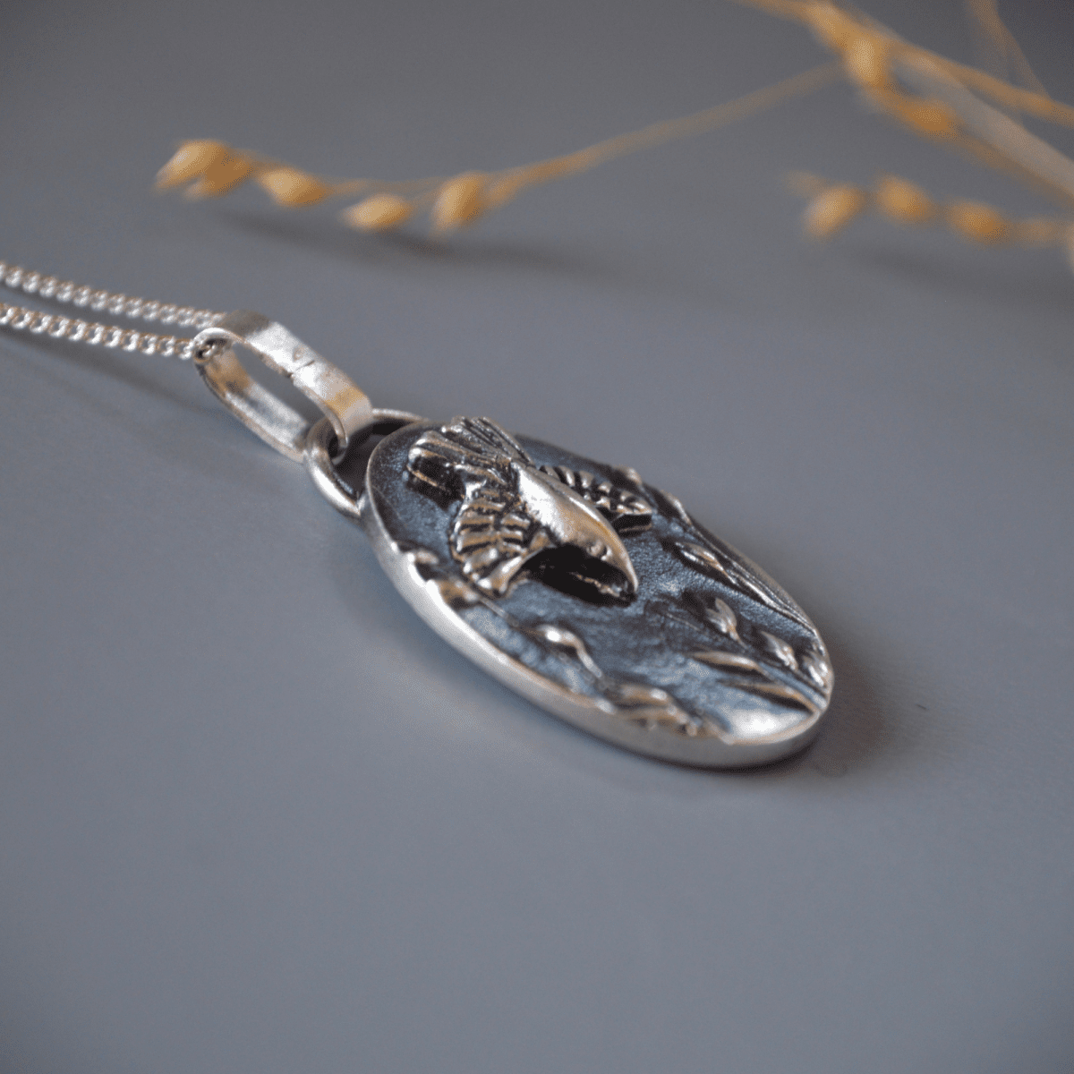 Crow on the Prairie Necklace, Switchgrass Texture - Gayle Dowell