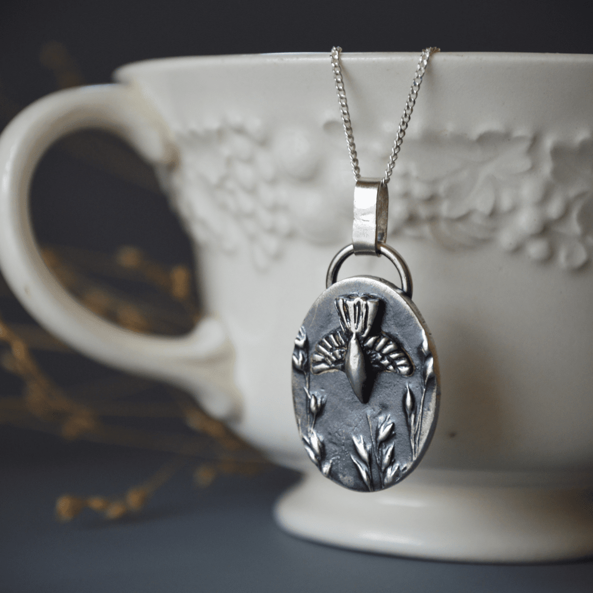 Crow on the Prairie Necklace, Switchgrass Texture - Gayle Dowell