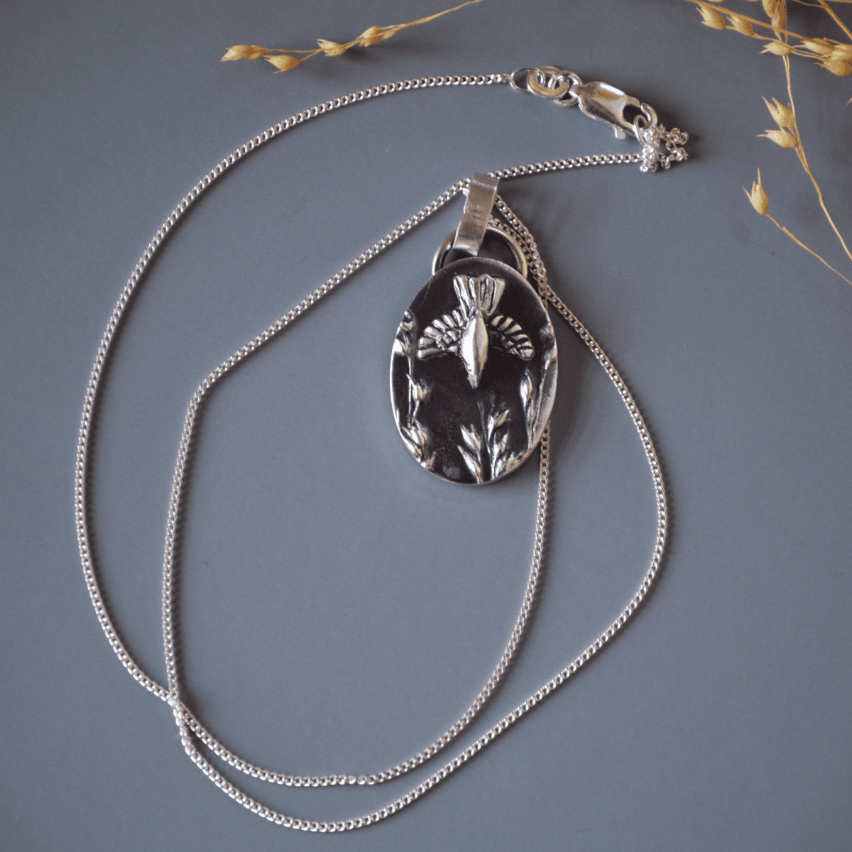 Crow on the Prairie Necklace, Switchgrass Texture - Gayle Dowell