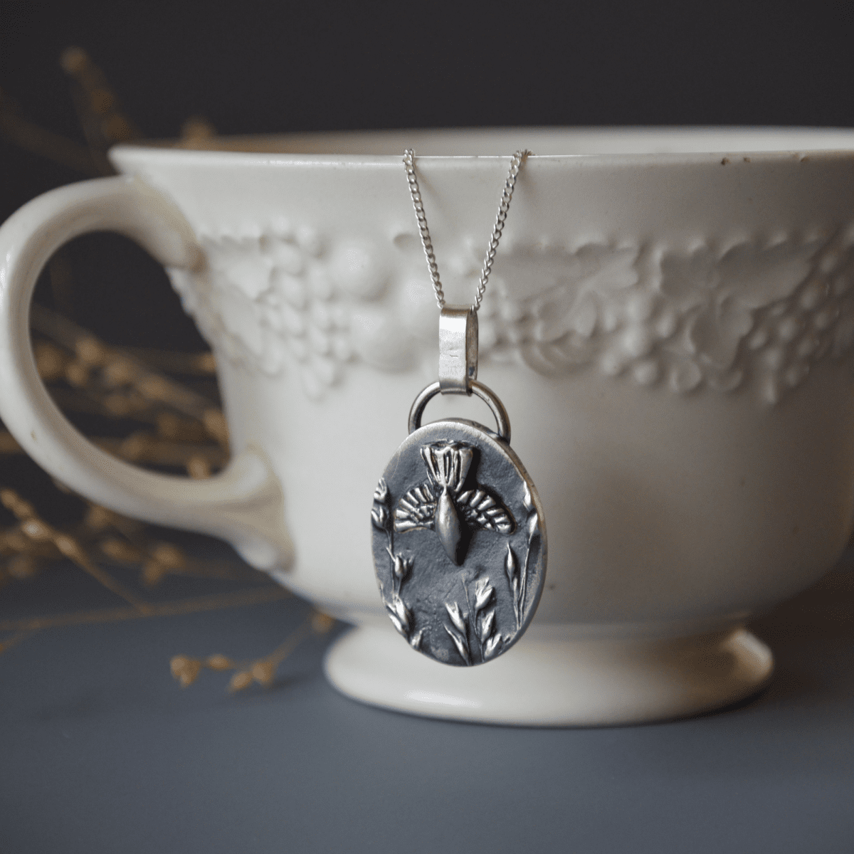 Crow on the Prairie Necklace, Switchgrass Texture - Gayle Dowell
