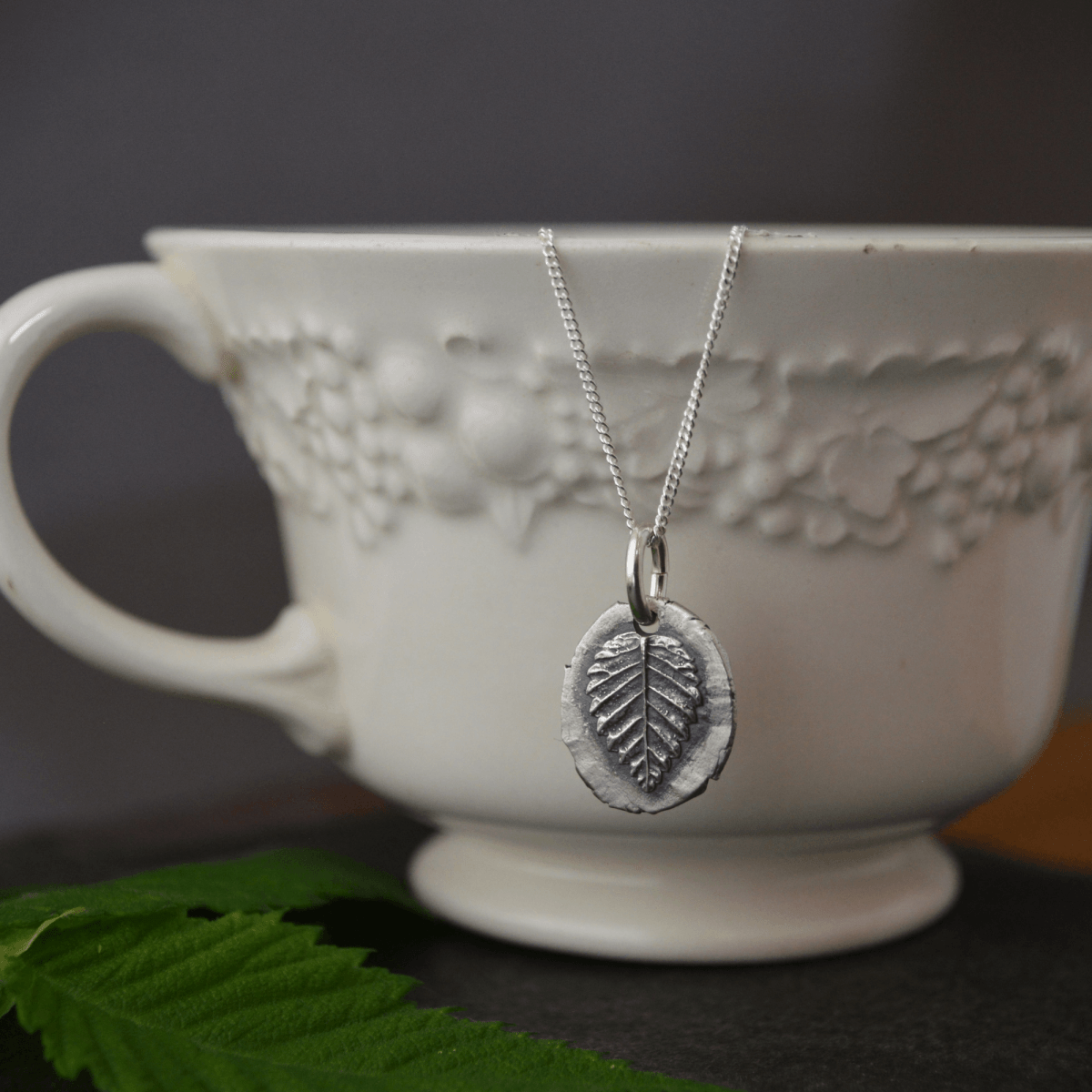 Elm Leaf Pendant Necklace in Fine Silver - Gayle Dowell