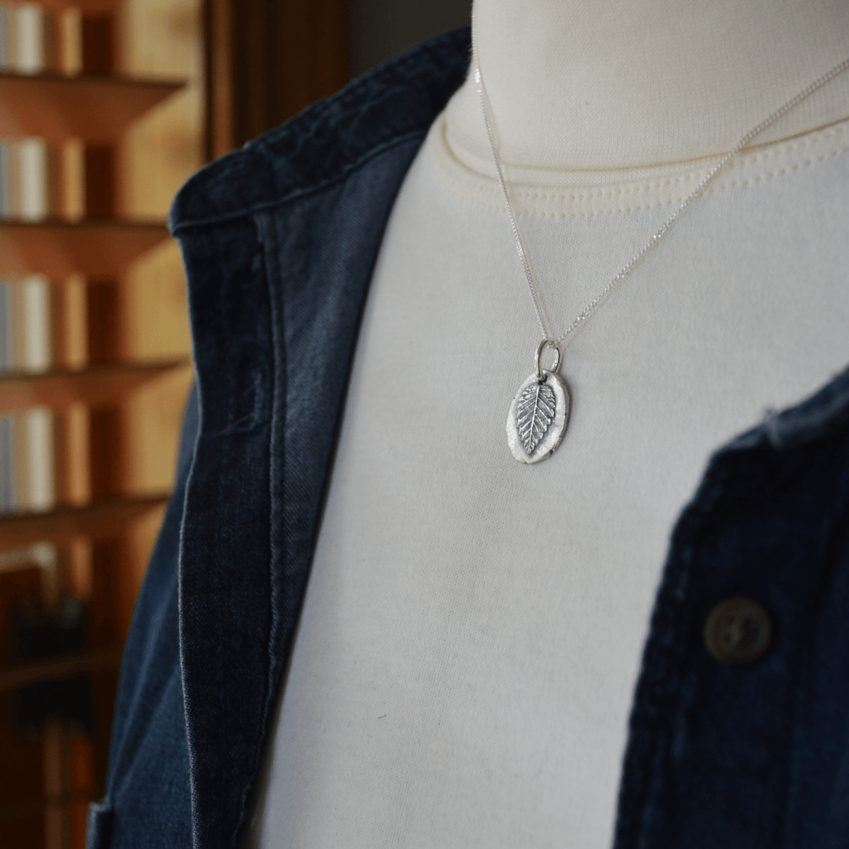 Elm Leaf Pendant Necklace in Fine Silver - Gayle Dowell