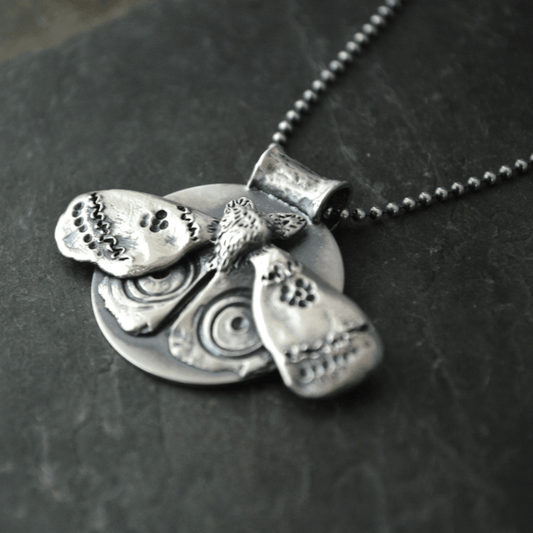 Hand-Sculpted IO Moth Pendant Necklace in Silver - Gayle Dowell