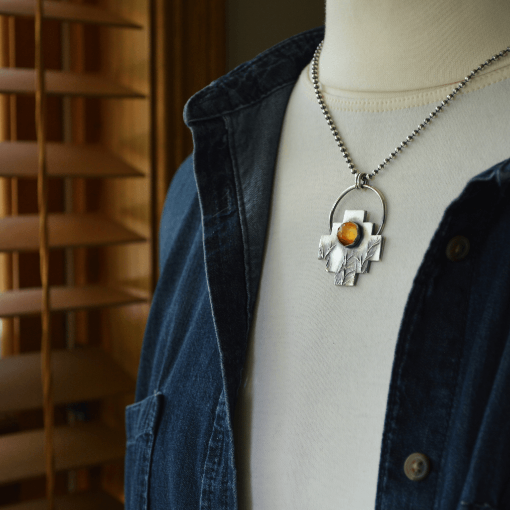 Little Bluestem Prairie Necklace with Carnelian - Gayle Dowell