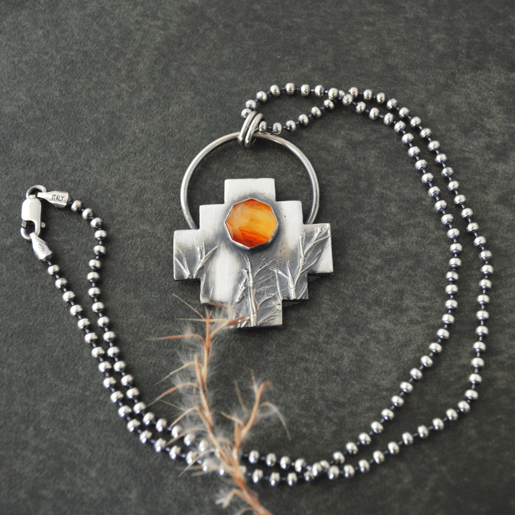 Little Bluestem Prairie Necklace with Carnelian - Gayle Dowell