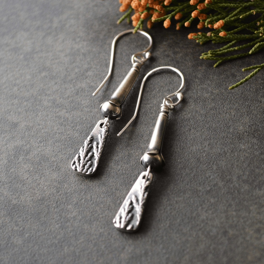 Mini Squash Blossom Earrings with Cedar Texture - Gayle Dowell