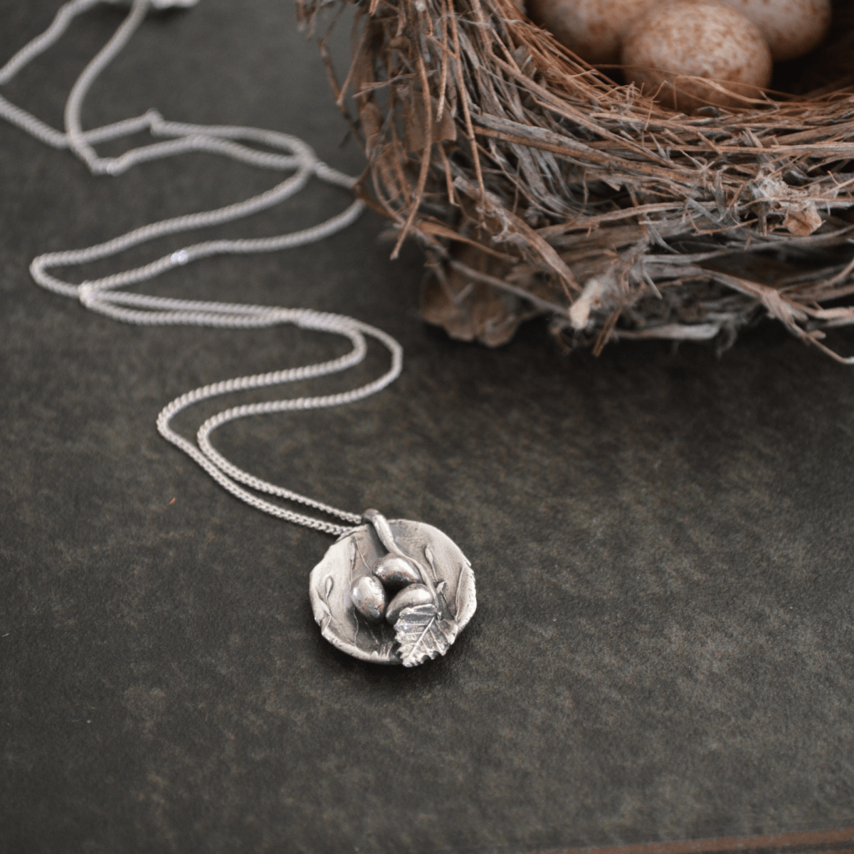 Nest Necklace with Three Eggs - Gayle Dowell