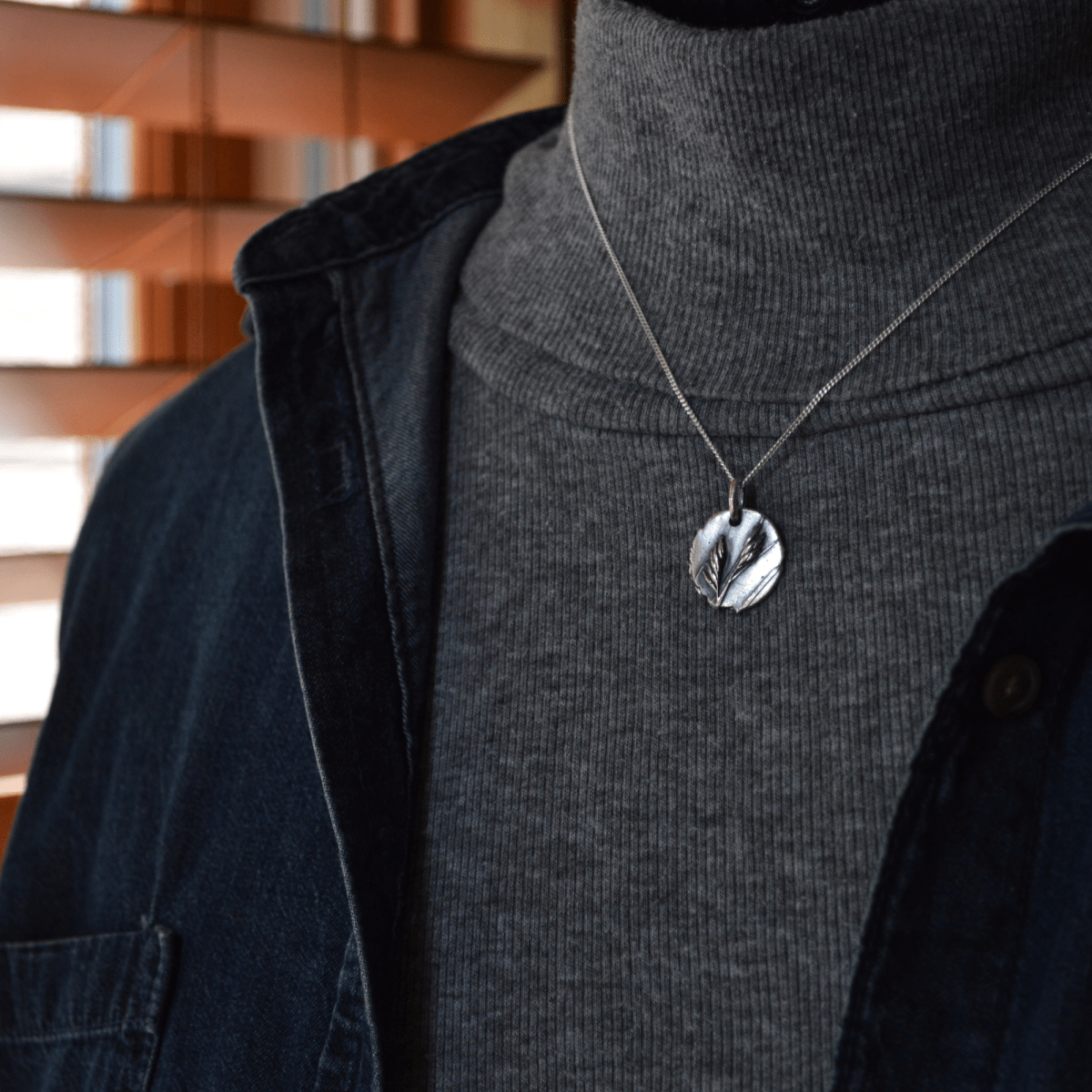 Prairie Buffalograss Pendant Necklace in Fine Silver - Gayle Dowell