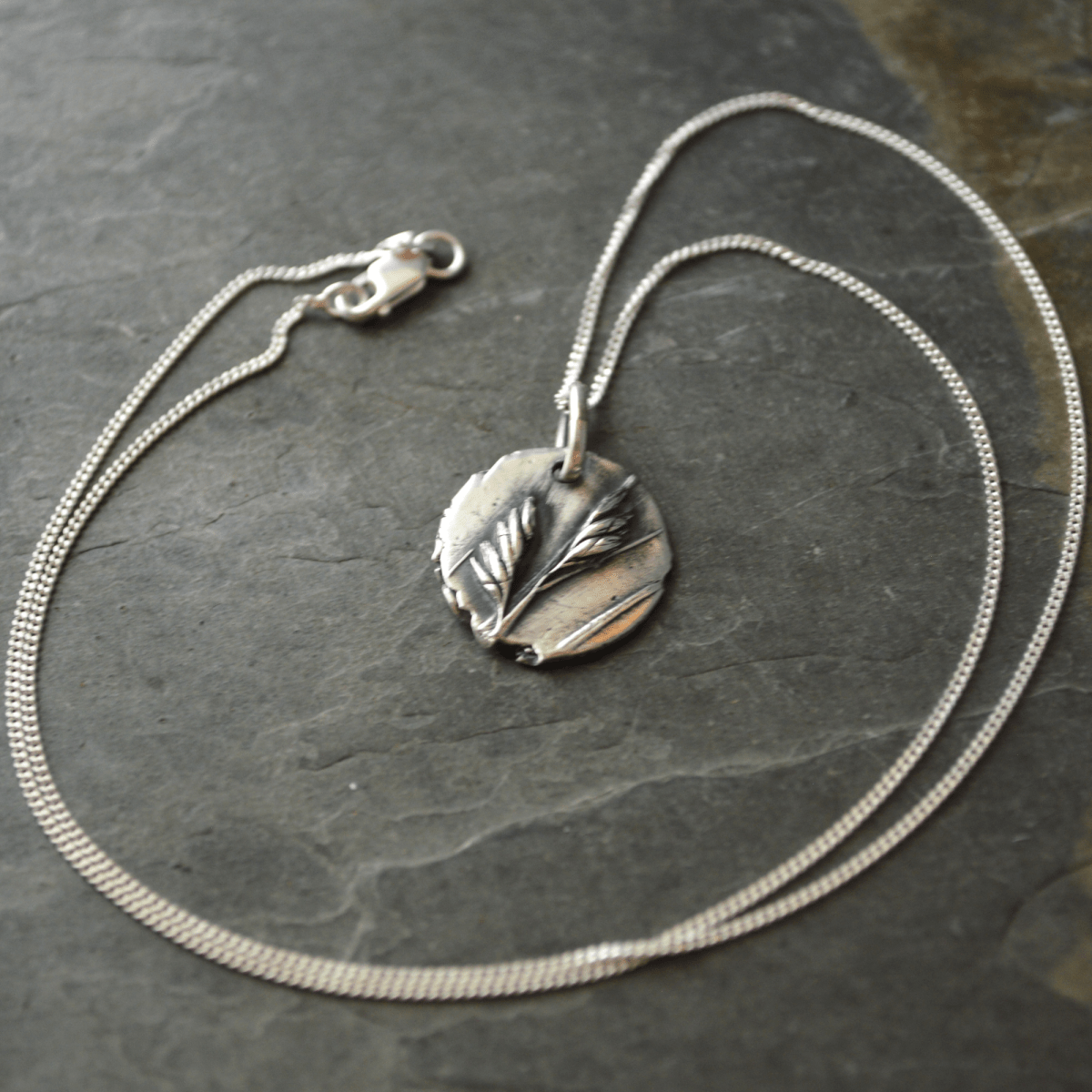 Prairie Buffalograss Pendant Necklace in Fine Silver - Gayle Dowell