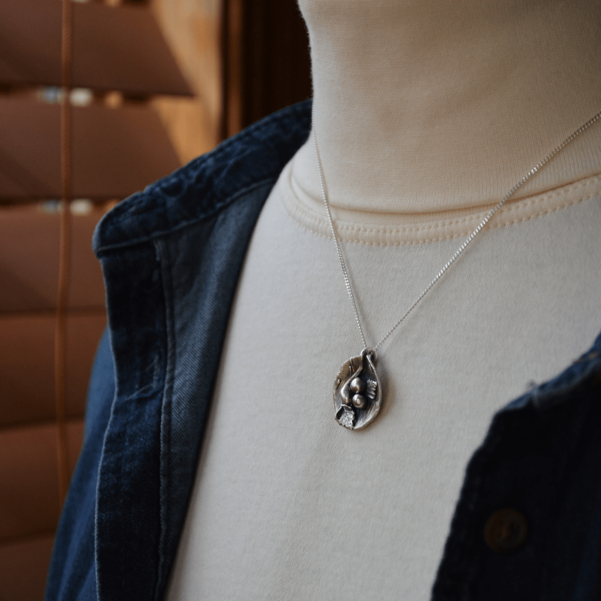 Prairie Nest Necklace with Three Eggs - Gayle Dowell