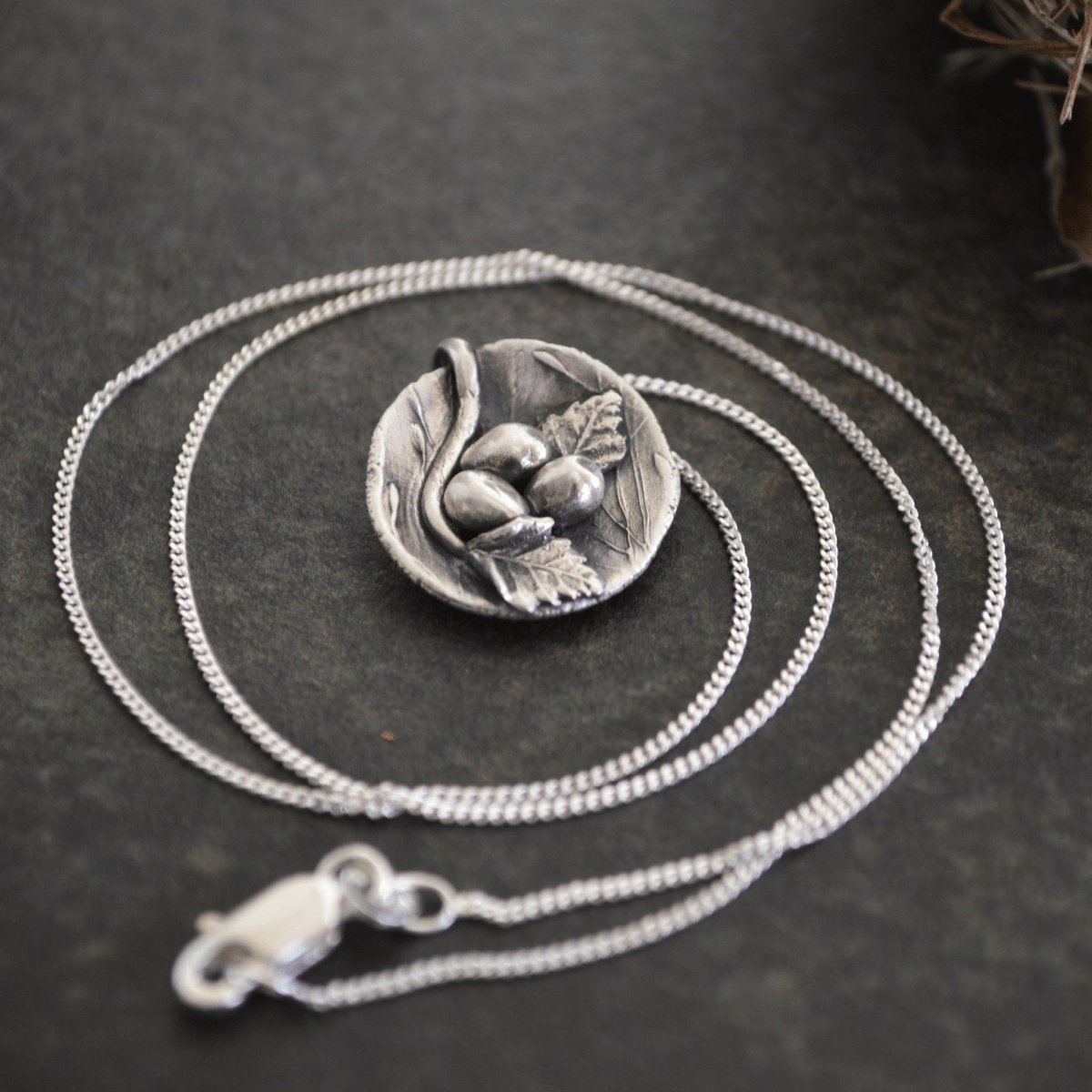 Prairie Nest Necklace with Three Eggs - Gayle Dowell