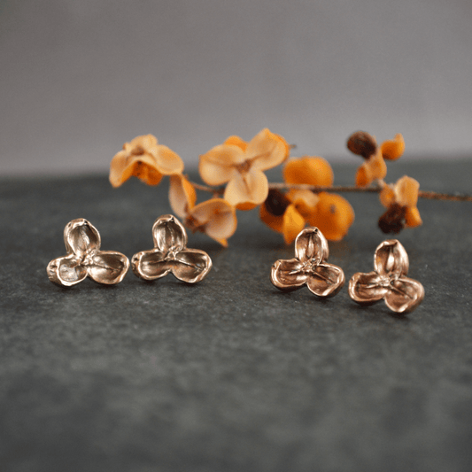 Red or Yellow Bronze Bittersweet Pod Stud Earrings - Gayle Dowell