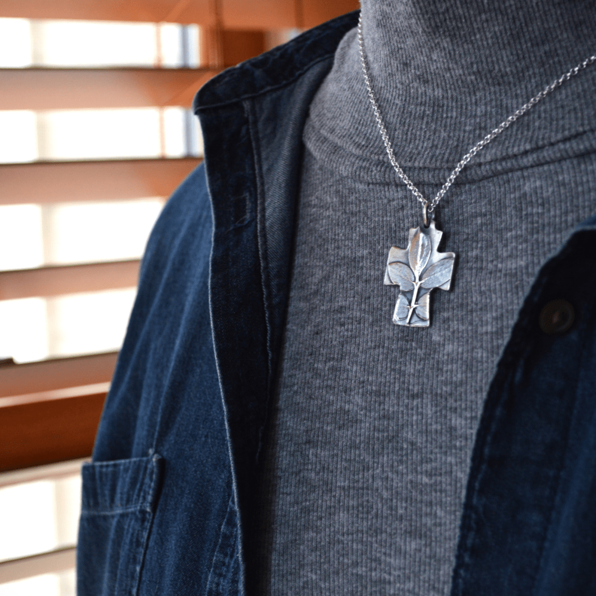 Silver Cross Necklace with Jacob's Ladder - Gayle Dowell
