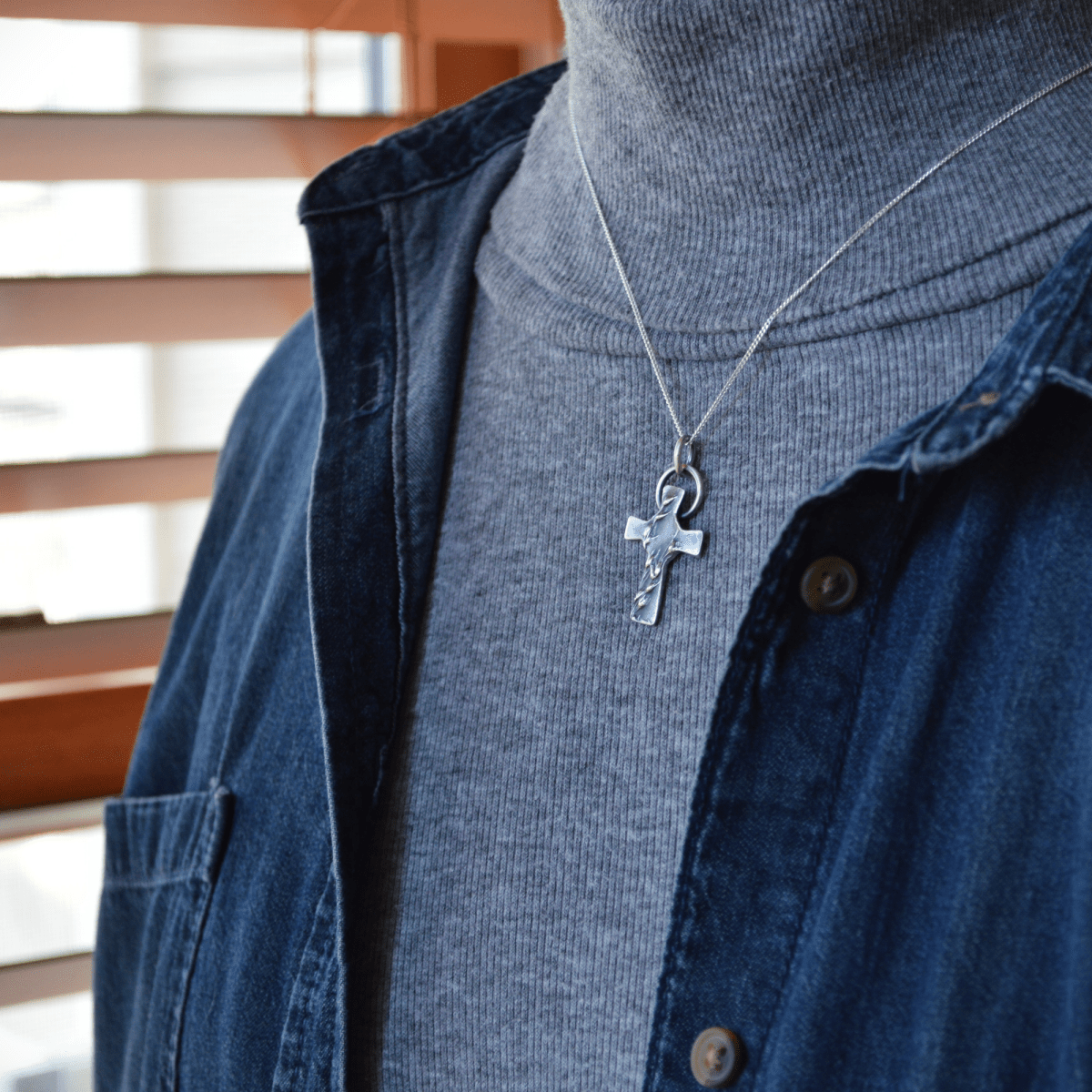 Silver Cross Necklace with Prairie Switchgrass - Gayle Dowell