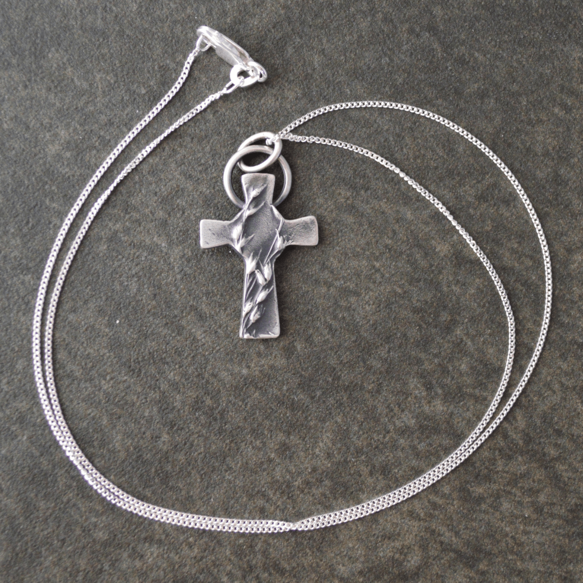 Silver Cross Necklace with Prairie Switchgrass - Gayle Dowell