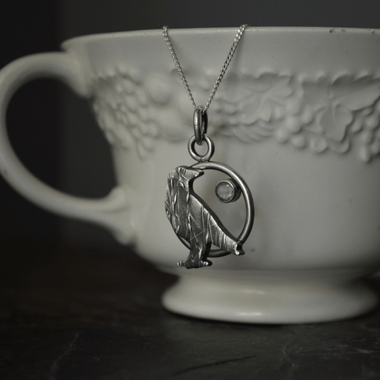 Silver Crow Necklace with Labradorite Moon - Gayle Dowell