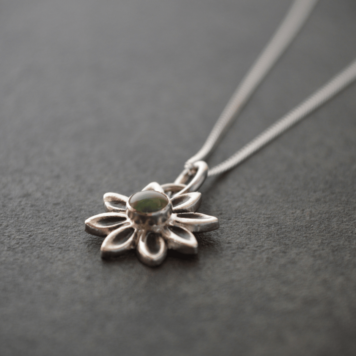 Silver Daisy Necklace with Kingman Turquoise - Gayle Dowell