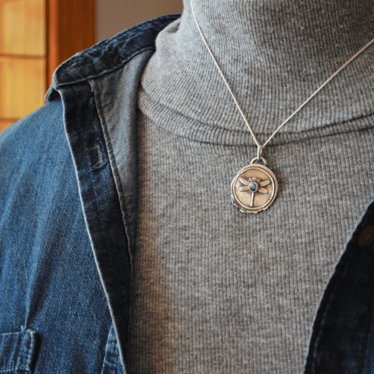 Silver Dragonfly Necklace with Labradorite - Gayle Dowell