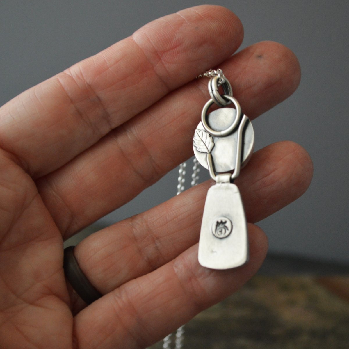 Silver Sage Hinged Pendant Necklace with Alisa Turquoise - Gayle Dowell