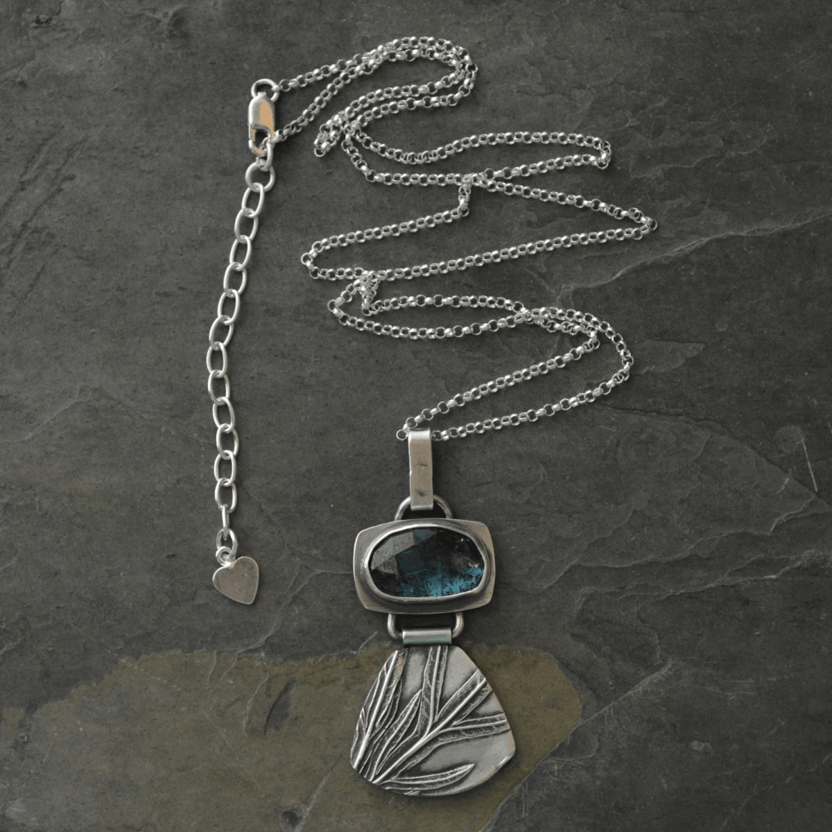 Silver Sage Hinged Pendant with Moss Kyanite - Gayle Dowell