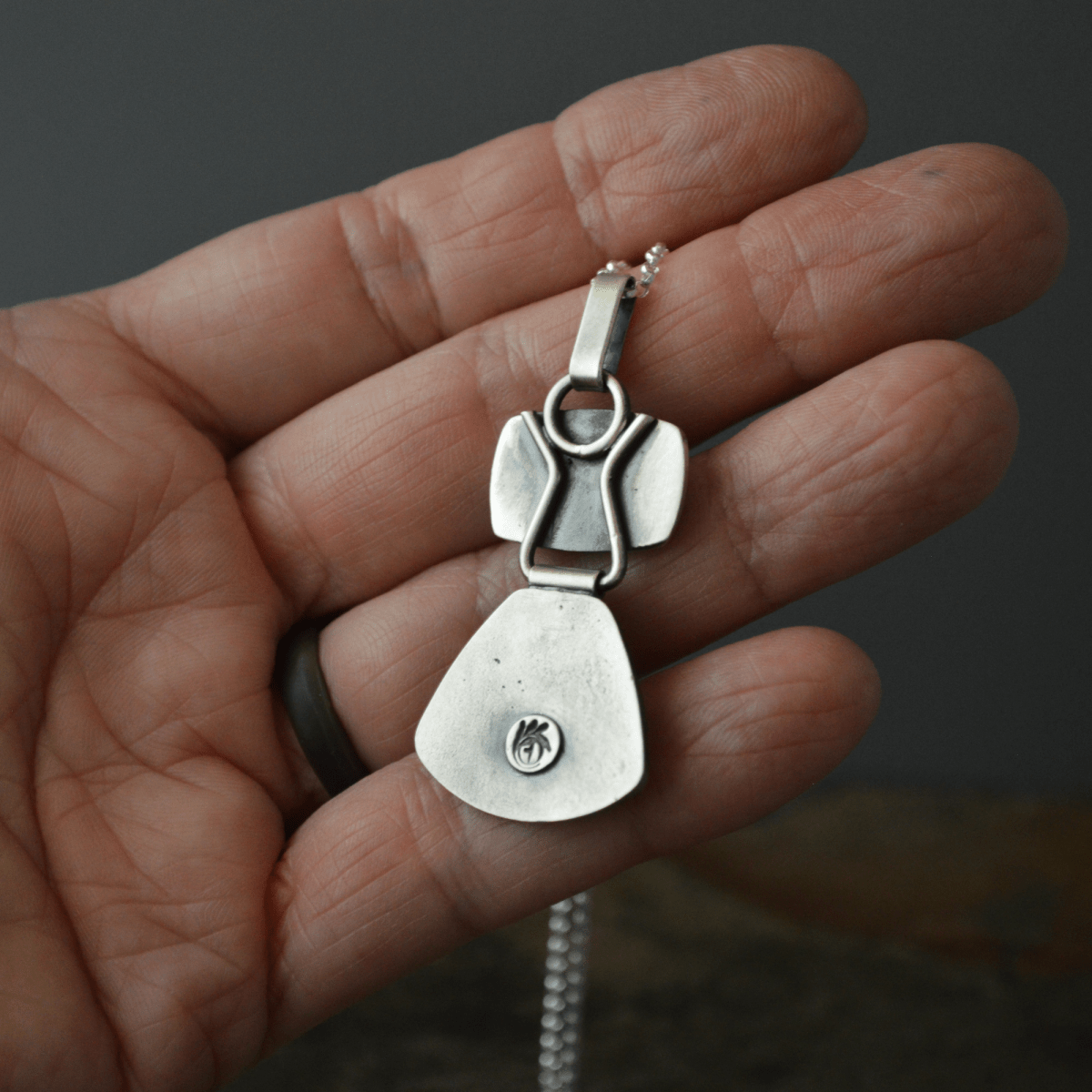 Silver Sage Hinged Pendant with Moss Kyanite - Gayle Dowell