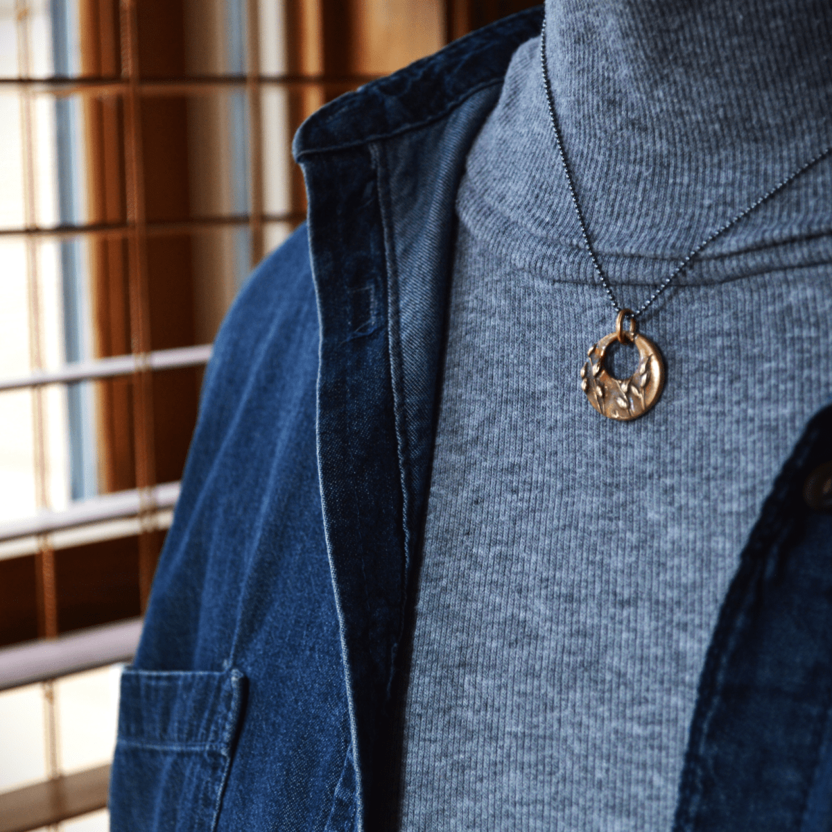 Switchgrass Hoop Necklace in Yellow Bronze - Gayle Dowell