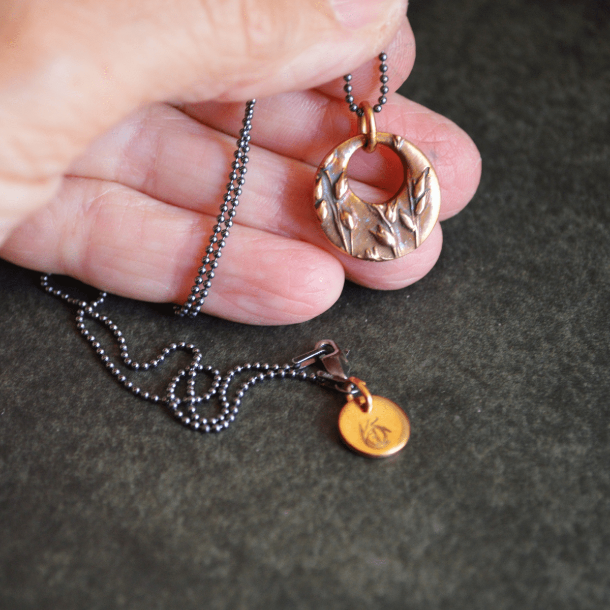 Switchgrass Hoop Necklace in Yellow Bronze - Gayle Dowell