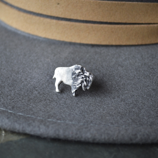 Bison Tie Tack, Hat Pins, or Lapel Pin with Goldenrod
