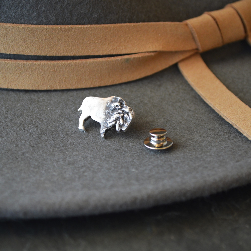 Bison Tie Tack, Hat Pins, or Lapel Pin with Goldenrod